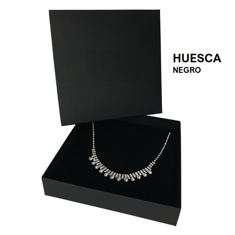 Black HUESCA box, XL necklace 200x200x40 mm.